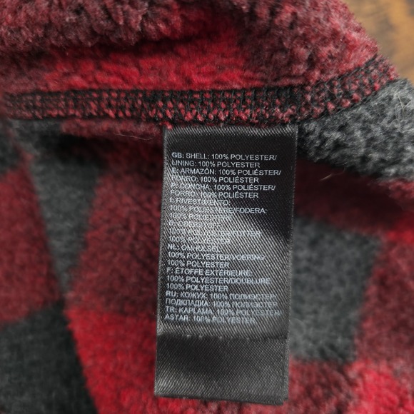 North Face Men's Fleece Jacket 1/2 Zip Mock Neck Buffalo Plaid Red Black Size M - Picture 5 of 8